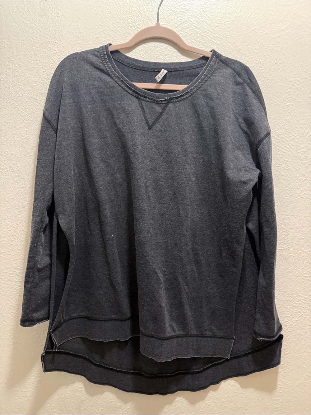 Z Supply Charcoal Pullover with Layered Hem